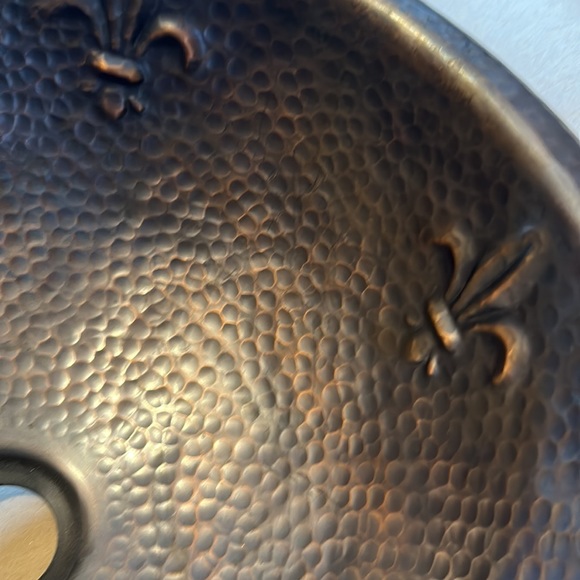 Fleur de Lis Copper Antique Finish Bathroom Sink - Picture 5 of 5